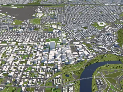 Edmonton Canada 50x50km 3D City Map 3D model