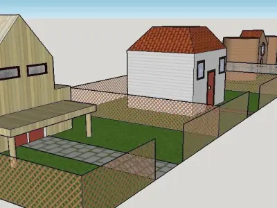 houses house and fence 3D model