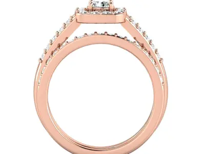 SWAZ01LR rose gold diamond bridal ring set 3D print model