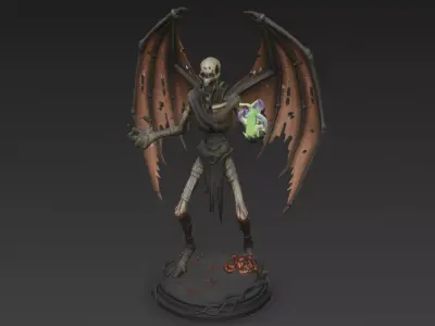 Horror Statue Skeleton 3D Model Low-poly 3D model