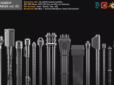 Sci-Fi subdiv tubes and cables volume 02 3D model