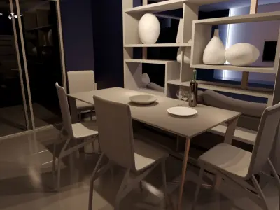 Interior smal flat with panoramic windows 3D model