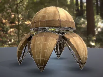Hydraulic Sphere Bot - Forest Version Low-poly 3D model