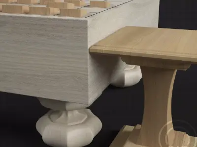 Chess Japanese Shogi - 2 engraved - traditional 3D model