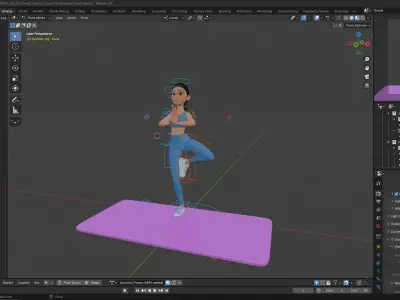 Cartoon Sports Gym Fitness Girl Woman Low-poly 3D model