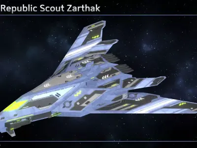 Spaceship Enkar Republic Scout Zarthak Low-poly 3D model