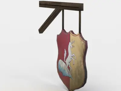 Emblem shield hanging on wall Low-poly 3D model