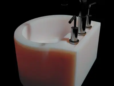 Photorealistic 3D Sink With Realistic Water Fluid Simulation Low-poly 3D model