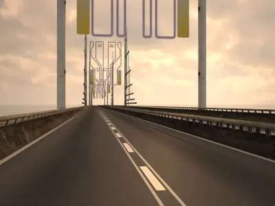Hi tech bridge Low-poly 3D model