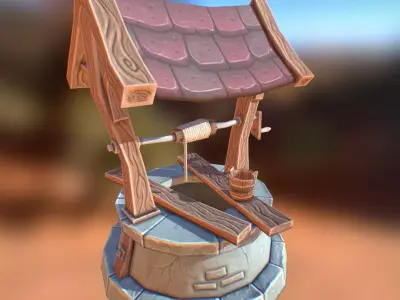 Fantasy RPG Stone Well Low-poly 3D model