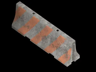 Concrete road barricade Low-poly 3D model