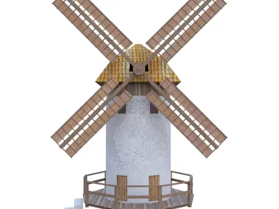 Old Windmill Low-poly 3D model