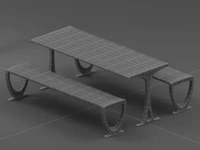 Outdoor Bench and Table 3D model