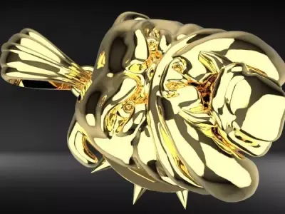 Bull Dog Head Pendant Charm Necklace Light Weight Jewelry 3D print model