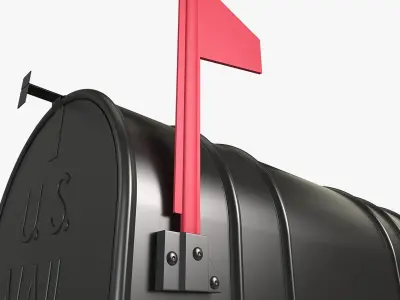 Mailbox with flag 3D model