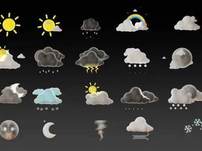 20 Animated Weather Conditions Low-poly 3D model