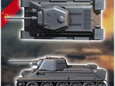 T-34-76 1943 ChTz - Soviet army WW2 Second World East front Ostf 3D print model