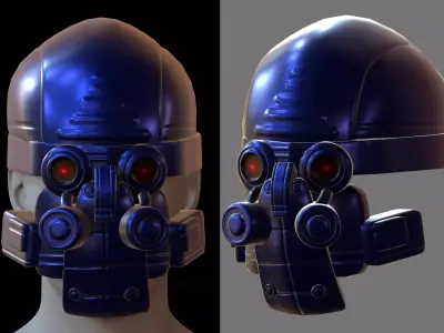 Gas mask helmet 3d model scifi Low-poly  3D model shop