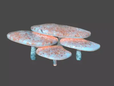 Fantasy Mushroom I05 Blue Orange - Scene Backdrop Design Low-poly 3D model