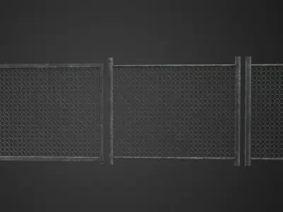 Modular Chain-Link Fence PBR Square and Round 3D model
