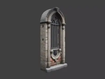 Brick Wall with a Narrow Window Low-poly 3D model