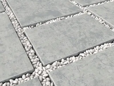 Paving tile pebble low oval n5 3D model