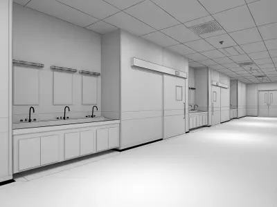 Hospital corridor Low-poly 3D model