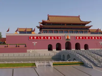 Tiananmen Square in Beijing Low-poly 3D model