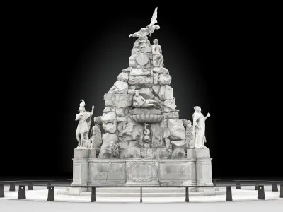 Fountain of the Four Continents Low-poly 3D model