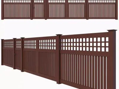 Wooden Fence 06 3D model
