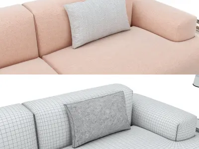 Sofa set two muuto sofas and coffee table 3D model
