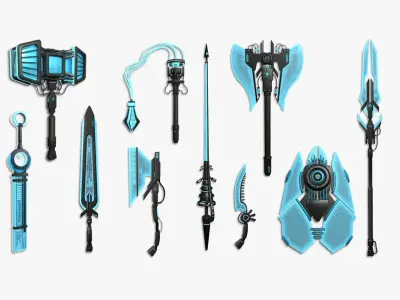 100 SciFi Weaponry Super Collection - Sci Fi Weapon Design 3D Model Pack