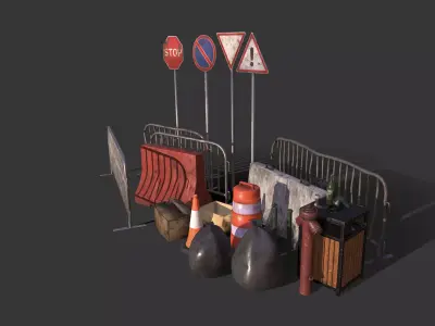 Street Traffic Asset Pack Low-poly 3D model