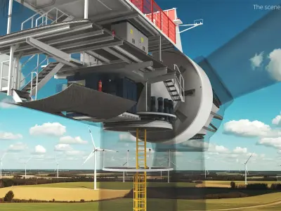  Wind Turbine Nacelle Cutaway Gray 