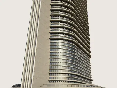 Building Skyscraper City Town Downtown Street Futuristic Utopia Low-poly 3D model 14