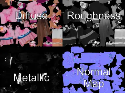 Stylized Teen Girl Character Rigged and Animated Low-poly 3D model