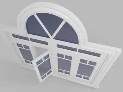 Arched Window Long Low-poly 3D model