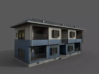 Residential japanese building Low-poly 3D model