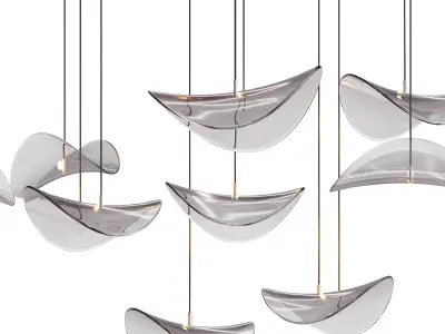 WAVE FLOATING LEAF CHANDELIER 3D model