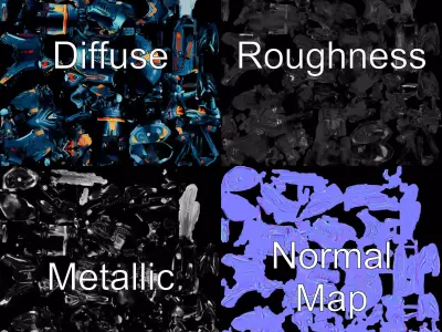 Cyber Mecha Guardian model pack Low-poly 3D model