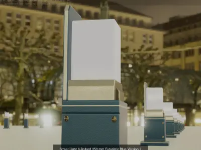 Street Light 8 Bollard Futuristic Blue Version 3D Model Pack