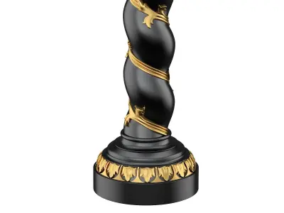 Solomonic Column Black and Gold 3D model
