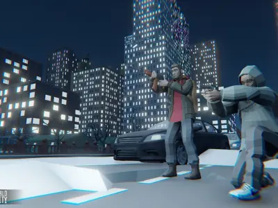 LOW POLY WORLD - MODULAR CITY Low-poly 3D model