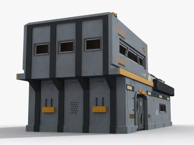 Factory Industrial Sci Fi x6 Low-poly 3D model