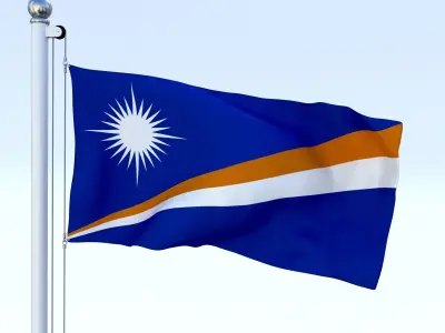 Animated Marshall Islands Flag Low-poly 3D model