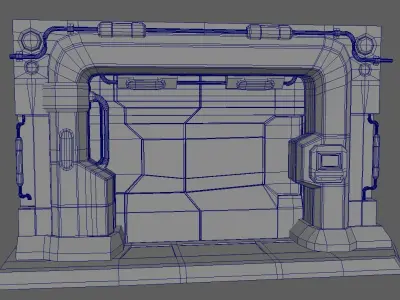 Sci-fi door Low-poly 3D model