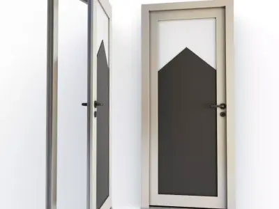 Metallic Door Mon Cabanon and Doorknob 3D model