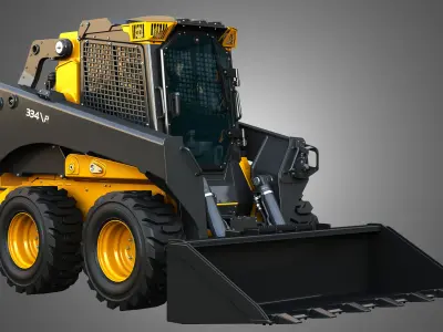 334 P-Tier Skid Steer Loader with Forestry Package - Bucket 3D model