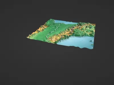 Italy Map Topography Low-poly 3D model