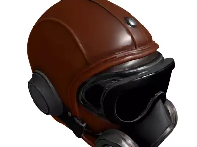 Vintage Leather Gas Mask Helmet Low-poly 3D model